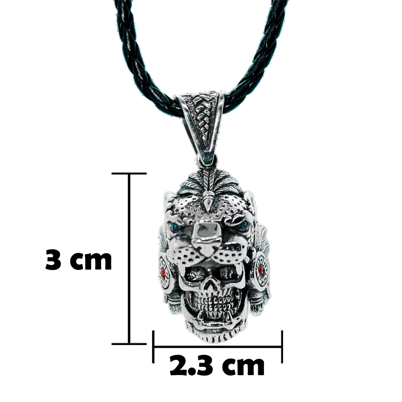 Dije Guerrero Jaguar Azteca Maya Plata925 Cordón Piel Hombre